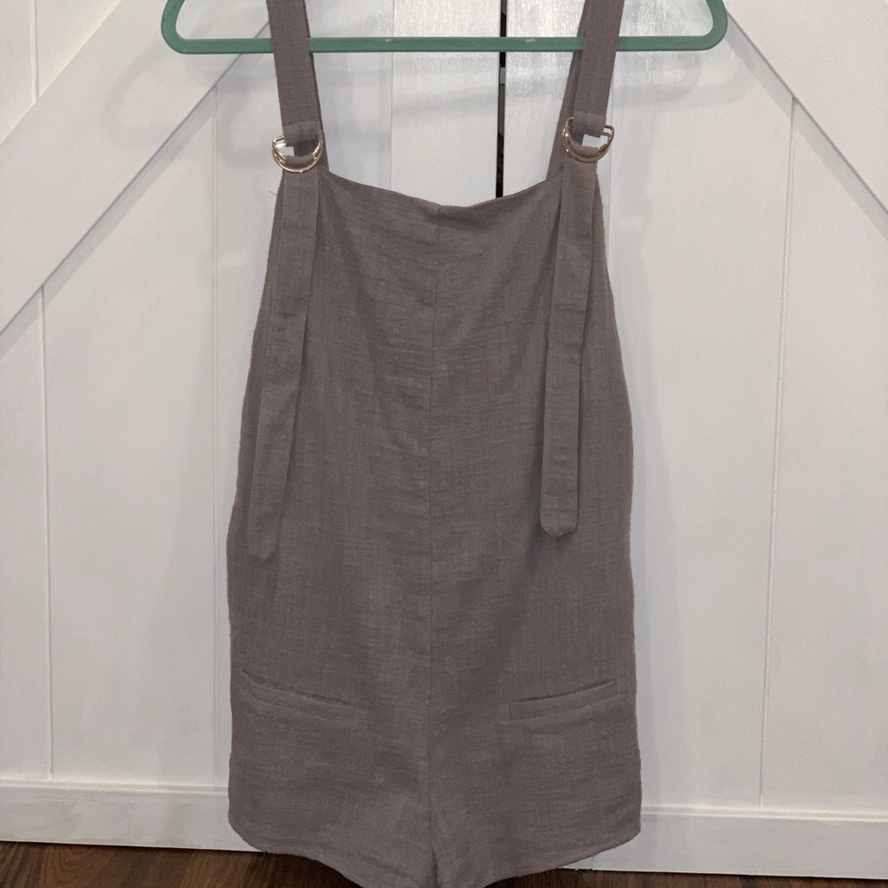 Linen romper overalls adjustable straps